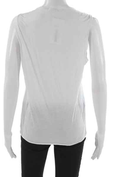 Nili Lotan Women White Basic Sleeveless Crew Neck Tank 100% Supima Cotton Size M