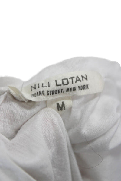 Nili Lotan Women White Basic Sleeveless Crew Neck Tank 100% Supima Cotton Size M