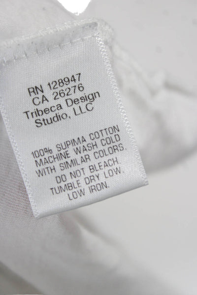 Nili Lotan Women White Basic Sleeveless Crew Neck Tank 100% Supima Cotton Size M