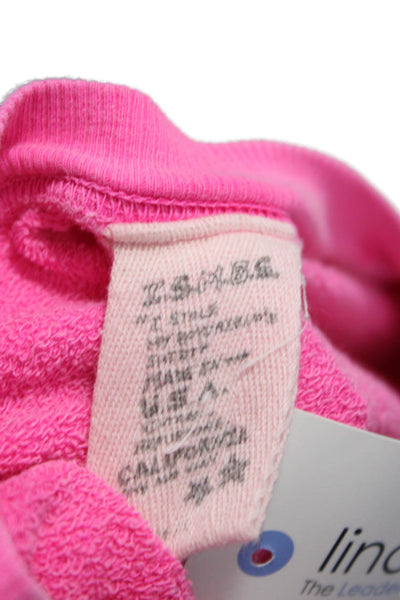 I.S.MB.S Women Pullover Sweatshirts Pink Cotton Crew Neck Long Sleeve Size M