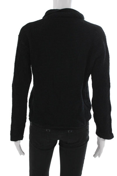 Donni Unisex Black 100% Cotton Mock Neck Zip Pullover Sweater Size M