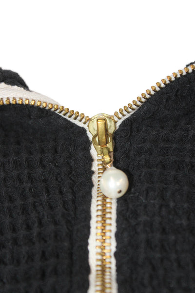 Donni Unisex Black 100% Cotton Mock Neck Zip Pullover Sweater Size M