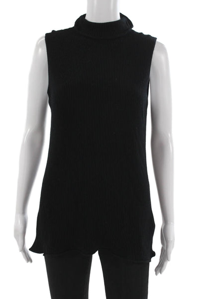 The Row Womens Sleeveless Mock Neck Tunic 100% Virgin Wool Black Size L
