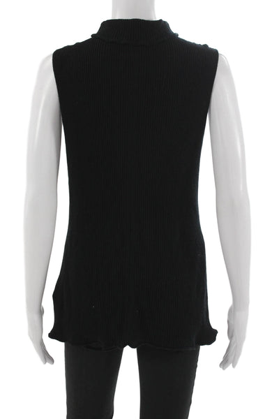 The Row Womens Sleeveless Mock Neck Tunic 100% Virgin Wool Black Size L
