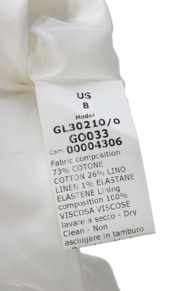 G. Womens Sleeveless V Neck Button Vest White Cotton Linen Size 8