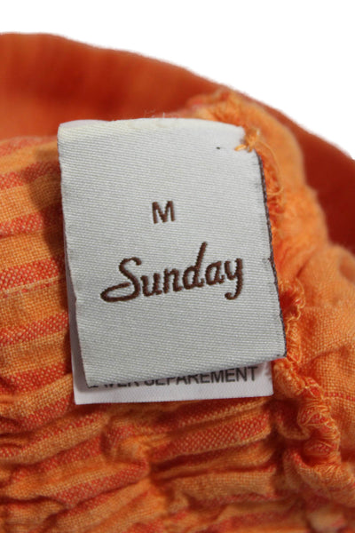 Sunday Unisex Orange Graphic Sweat Shorts Drawstring Linen Beach Spring Size M