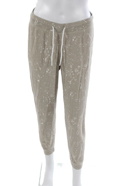 Leallo Women Jogger Sweatpants Beige 100% Cotton Drawstring Fall Size S