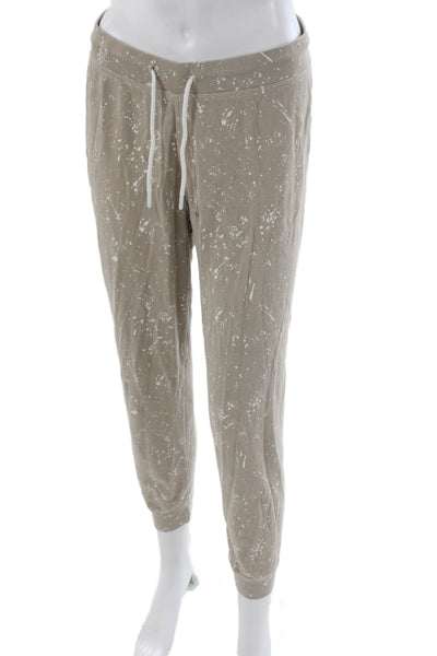 Leallo Women Jogger Sweatpants Beige 100% Cotton Drawstring Fall Size S