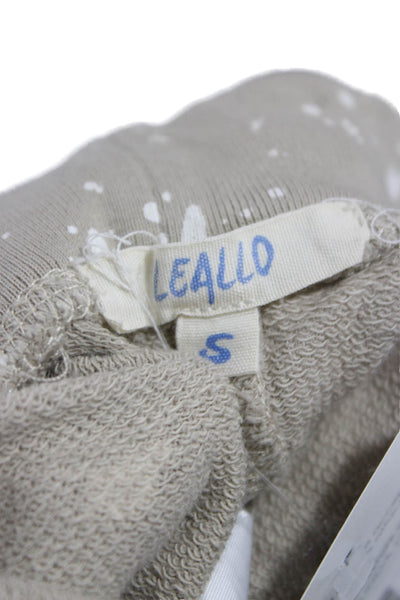 Leallo Women Jogger Sweatpants Beige 100% Cotton Drawstring Fall Size S