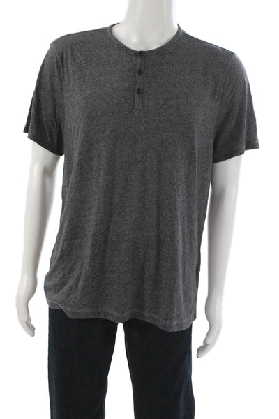 John Varvatos Mens Classic Dark Gray Button Short Sleeve T-Shirt Size L