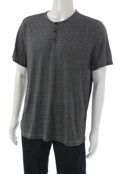 John Varvatos Mens Classic Dark Gray Button Short Sleeve T-Shirt Size L