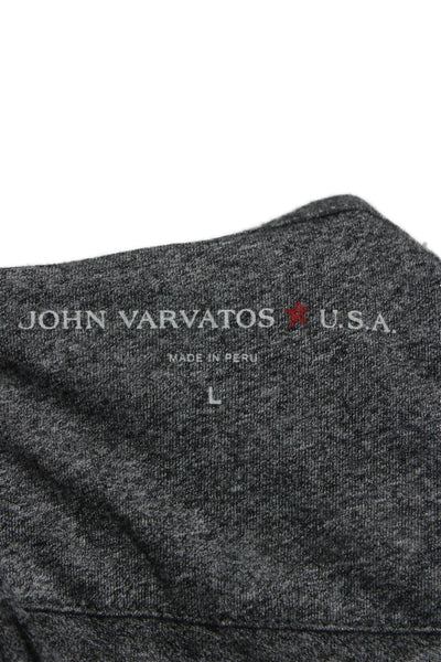 John Varvatos Mens Classic Dark Gray Button Short Sleeve T-Shirt Size L