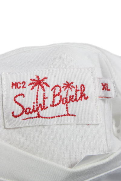 MC2 Saint Barth Mens White Graphic Crew Neck Short Sleeve T-Shirt Size XL