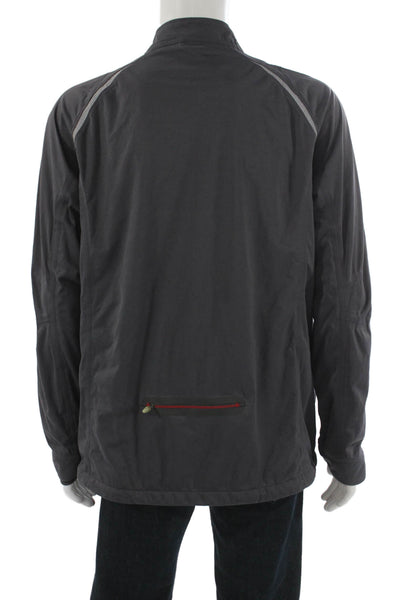 Asics Mens Windbreaker Dark Gray High Neck Zip Long Sleeve Polyester Size L