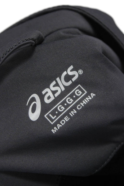 Asics Mens Windbreaker Dark Gray High Neck Zip Long Sleeve Polyester Size L