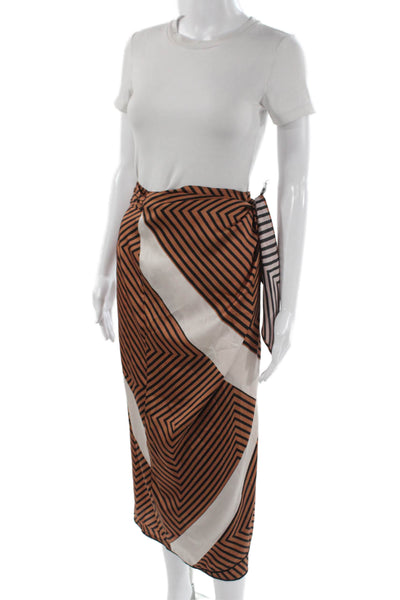 Zara Womens Wrap Maxi Skirt Brown Geometric Polyester Long Size S