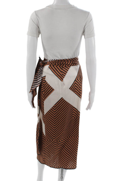 Zara Womens Wrap Maxi Skirt Brown Geometric Polyester Long Size S