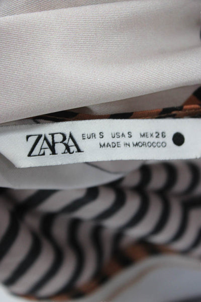 Zara Womens Wrap Maxi Skirt Brown Geometric Polyester Long Size S