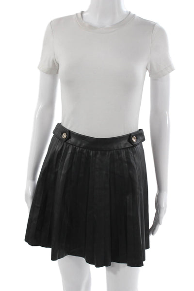 Zara Women Mini Pleated Skirt Black Polyester Size XS