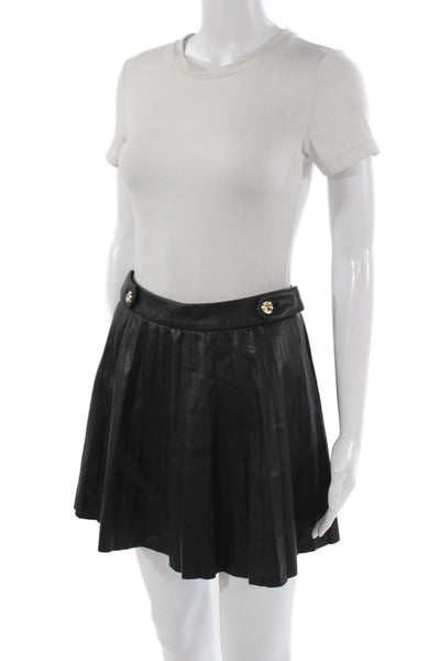 Zara Women Mini Pleated Skirt Black Polyester Size XS