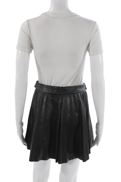 Zara Women Mini Pleated Skirt Black Polyester Size XS