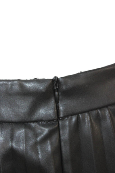 Zara Women Mini Pleated Skirt Black Polyester Size XS