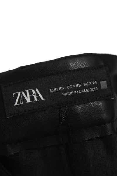 Zara Women Mini Pleated Skirt Black Polyester Size XS