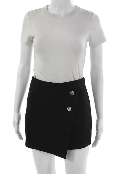 Zara Basic Women Wrap Mini Skort Black Polyester Solid Size S