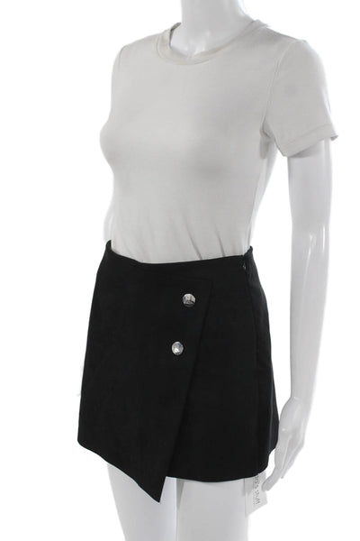 Zara Basic Women Wrap Mini Skort Black Polyester Solid Size S