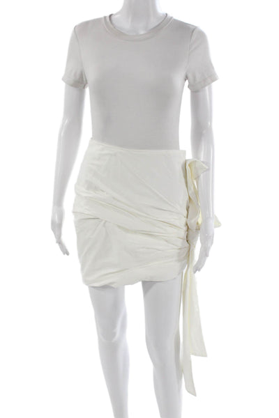 Zara Women Mini Wrap Skirt White Cotton Elastane Size XS