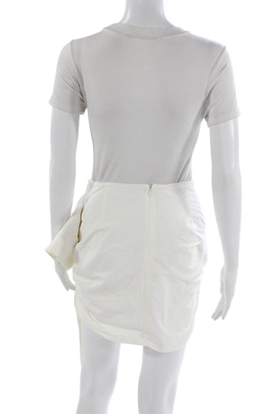 Zara Women Mini Wrap Skirt White Cotton Elastane Size XS