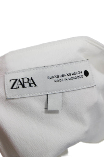 Zara Women Mini Wrap Skirt White Cotton Elastane Size XS