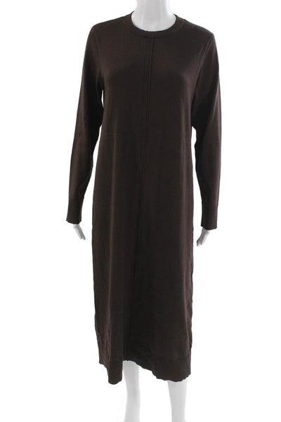 Zara Womens Sweater Maxi Dress Brown Crew Neck Long Sleeve Size M
