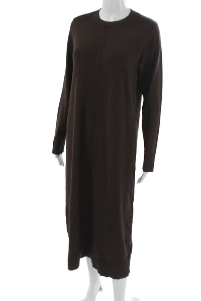 Zara Womens Sweater Maxi Dress Brown Crew Neck Long Sleeve Size M