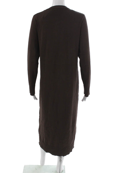 Zara Womens Sweater Maxi Dress Brown Crew Neck Long Sleeve Size M