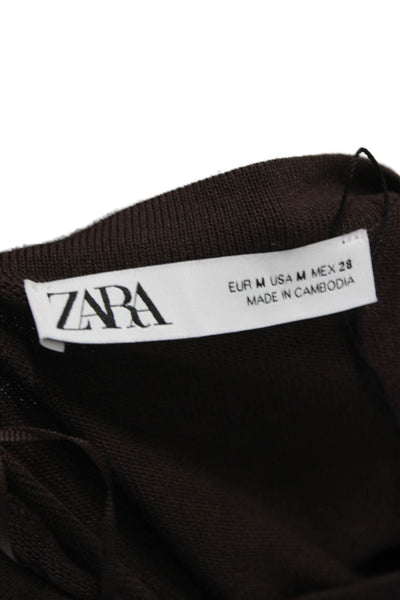 Zara Womens Sweater Maxi Dress Brown Crew Neck Long Sleeve Size M
