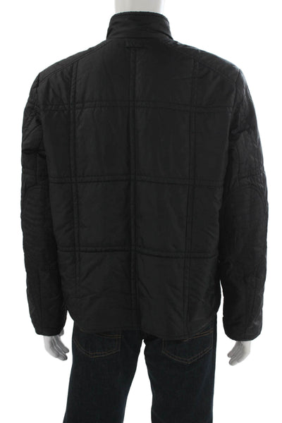 Cole Haan Mens Puffer Quilted Jacket Black Zip High Neck Size M