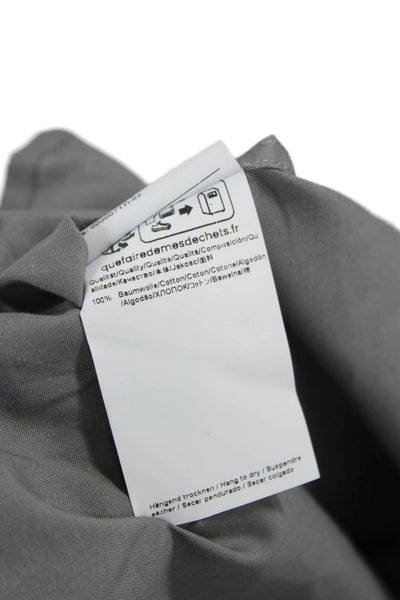 HUGO Mens Short Sleeve Button Front Collared Shirt Gray Cotton Size Small