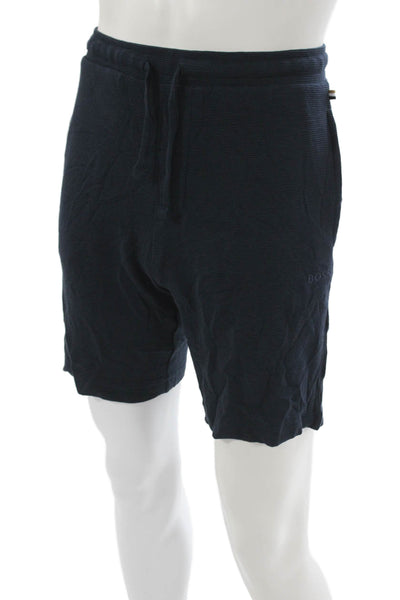 BOSS Mens Sweat Shorts Dark Blue Drawstring Modal Elastane Size S