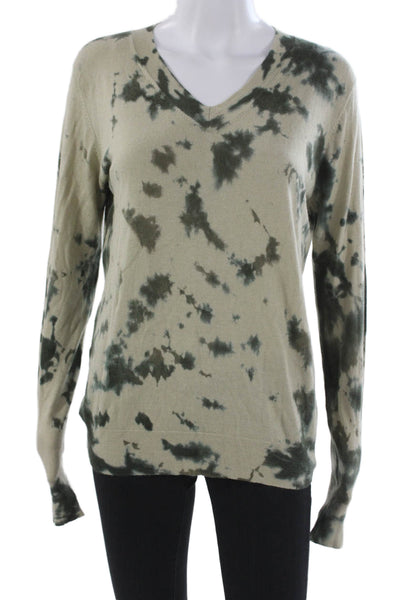 Parker Blue Unisex Pullover Cashmere V-Neck Beige Long Sleeve Sweater Size M