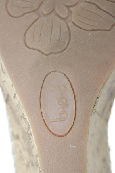 BOC Womens Leather Floral Detail Wedge Sandals White Size 8M