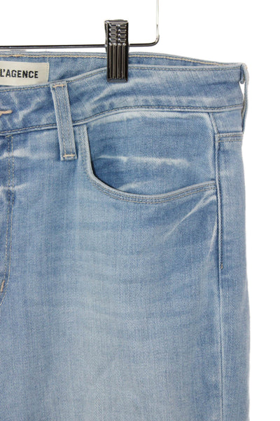 L'Agence Womens Flared Mid Rise Light Blue Jeans Button Closure Size 30