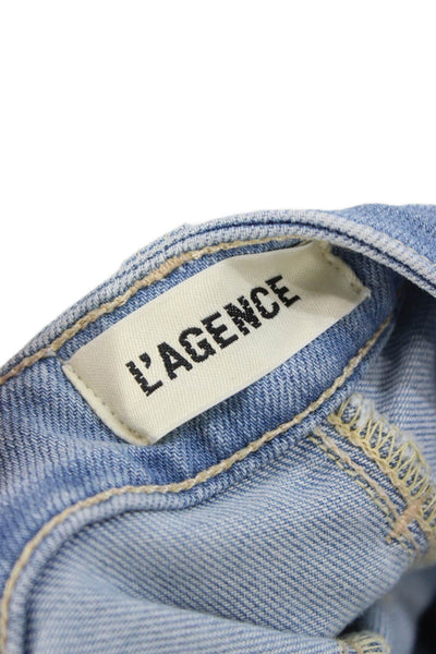L'Agence Womens Flared Mid Rise Light Blue Jeans Button Closure Size 30