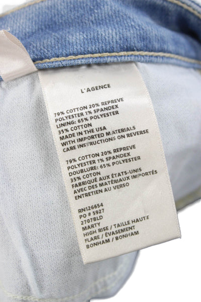 L'Agence Womens Flared Mid Rise Light Blue Jeans Button Closure Size 30