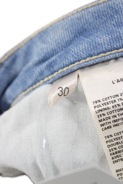 L'Agence Womens Flared Mid Rise Light Blue Jeans Button Closure Size 30