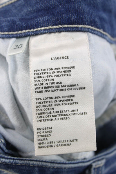 L'Agence Womens Bootcut Flared Jeans Dark Blue Mid Rise 34 Inseam Size 30