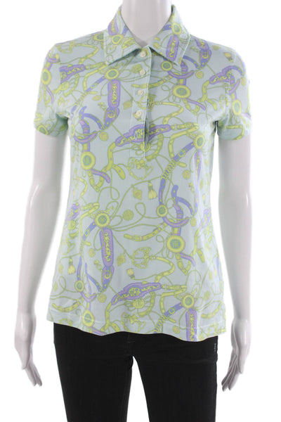 Brooks Brothers Women Light Blue Collared Polo Short Sleeve Polyester Size XS