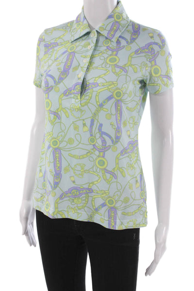Brooks Brothers Women Light Blue Collared Polo Short Sleeve Polyester Size XS