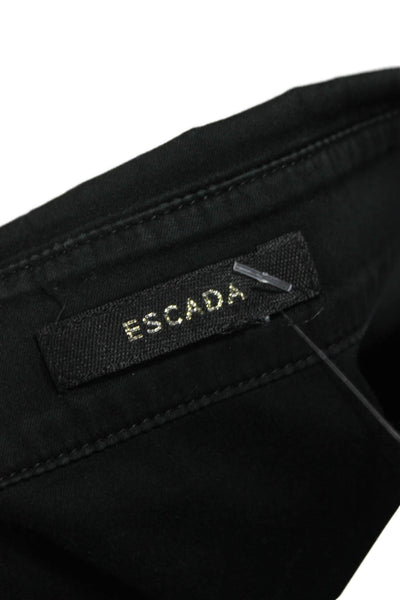 Escada Women Black Silk Collared Long Sleeve Button Up Top Designer Size L