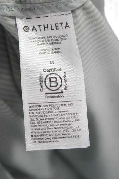 Athleta Unisex Gray Striped Point Collar Button-Up Long Sleeve Top Size M